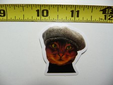 FUNNY CAT KITTEN SMALL STICKER DECAL STYLISH HAT PET FELINE FUNNY