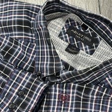 Ariat Pro Series Button Up Shirt Cowboy Breathable Plaid Button Up Mens Size XL