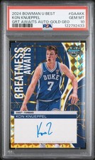 2024 BOWMAN UNIVERSITY BEST GREATNESS AWAITS AUTOS KON KNUEPPEL 28/50 PSA 10