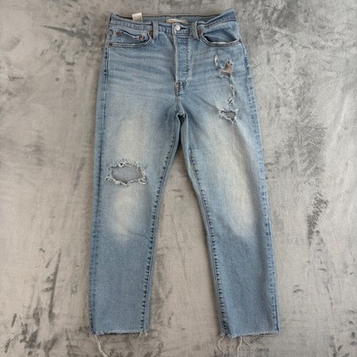 Levi s Wedgie Straight Jeans W31 L28 hellblau High Rise Cropped Denim