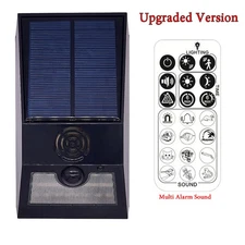 Multi-Function Solar PIR Motion Sensor Alarm Light Remote Control 129dB Siren