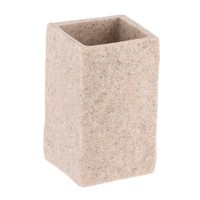 Zahnputzbecher ZahnbüRstenhalter Beige Polyresin 6,3X6,3X10,5Cm Becher Badbecher