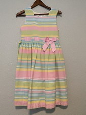 Bonnie Jean Sz 16 Girls Pastel Striped Dress Easter Wedding Dance Family