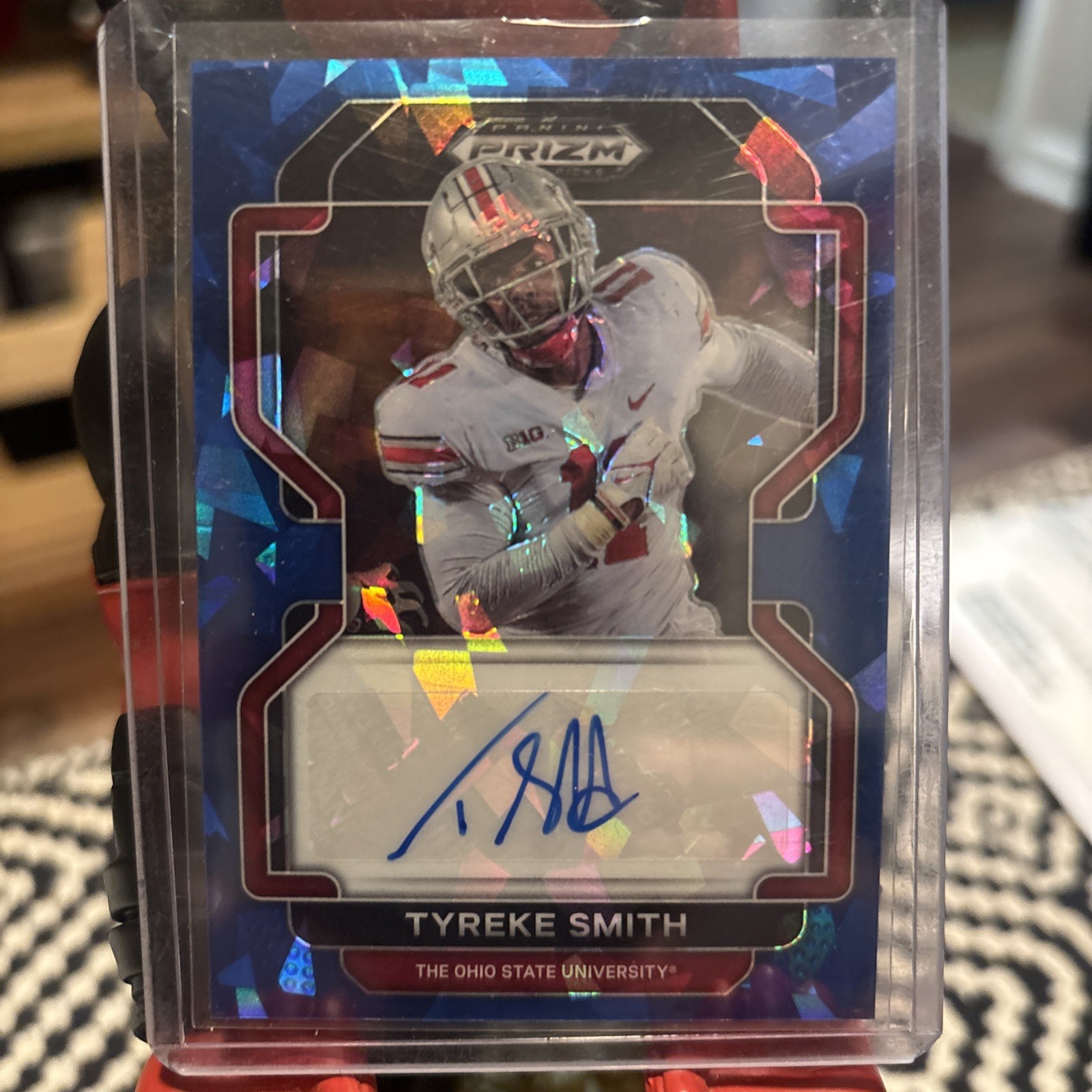 2022 Prizm Draft Picks-Tyreke Smith #ra-tsm Blue Cracked Ice Auto /75