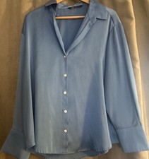 Zara Camicia Donna Raso Blu Brillante EU Large