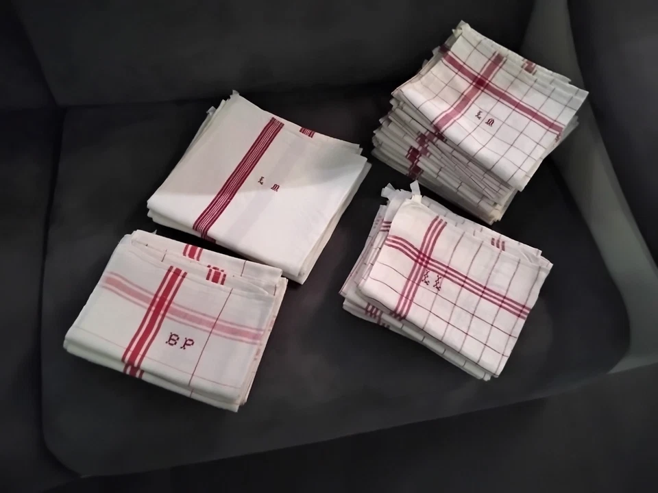  31 Anciens Grands Torchons En .Métis  Et Lin En Tres Bon État Lavés Repassés  - Photo 2/4