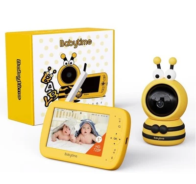 BABYTIME Babyphone Babymonitor , 1080P 5 Zoll Video mit Zwei-Wege-Audio, Nachtsicht