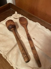 Primitive Masher And Wooden Spoon