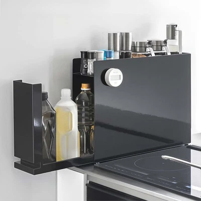 B-WARE Yamazaki Gewürzregal Küchenregal Metall schwarz 50x36x12cm mit Auszug - Bild 1 von 4