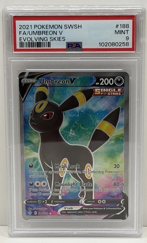 2021 POKÉMON UMBREON V #188 SWSH EVOLVING SKIES FULL ART PSA 9 MINT!