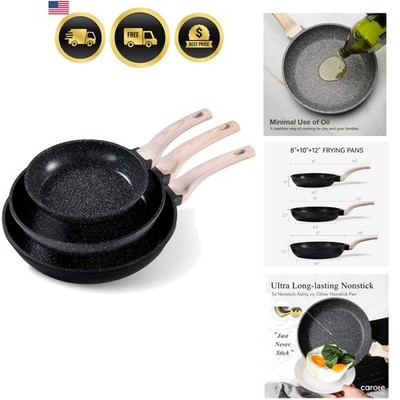 Non Stick Frying Pan Skillet Set, Omelet Pan, Healthy Non Toxic Granite Chef ...