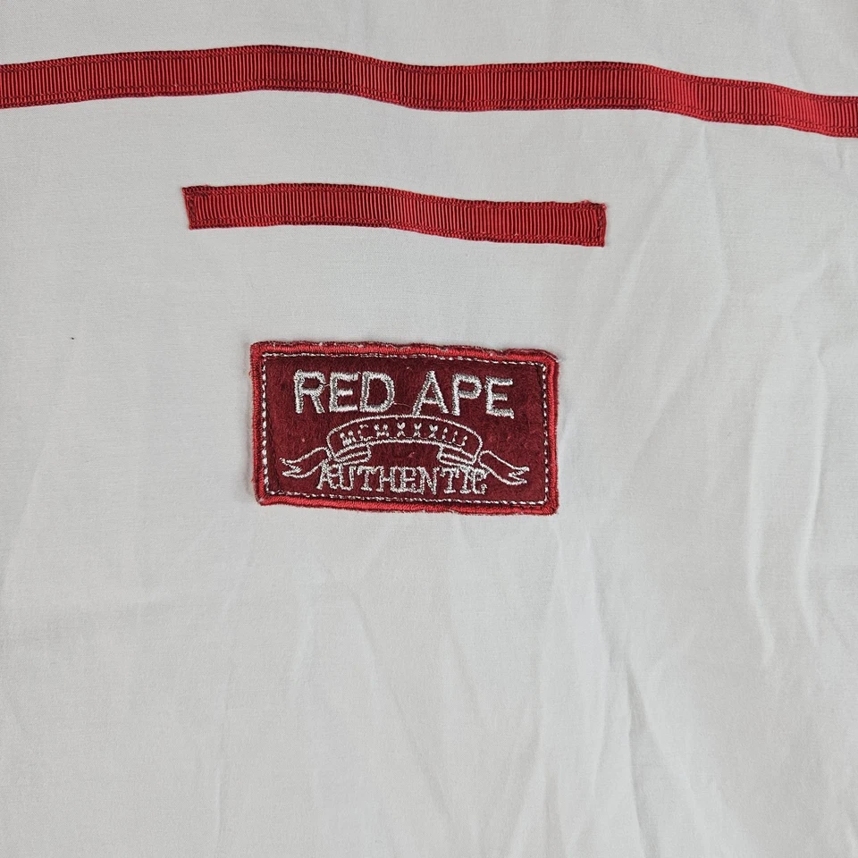 Camisa Red Ape Para Hombres XL Blanca Manga Corta Abotonada Bordada Cresta Informal Foto 4 de 4