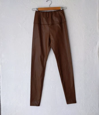 And Now This Faux Leather Leggings XS High Rise Pull-on Seamfront Brown Chocolat - Image 1 of 4