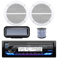 JVC Marine Bluetooth Stereo Receiver, 2x 6.5" 90W Boat Speakers, Cover, Wire