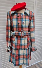 Vintage 1940s 1950s style wool red tartan peplum suit coat Size 14 Lee Cooper 