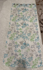 2 Pairs 4 pc Watercolor Blue Sheer Floral Curtains w/ Grommets 36"W x 80"L