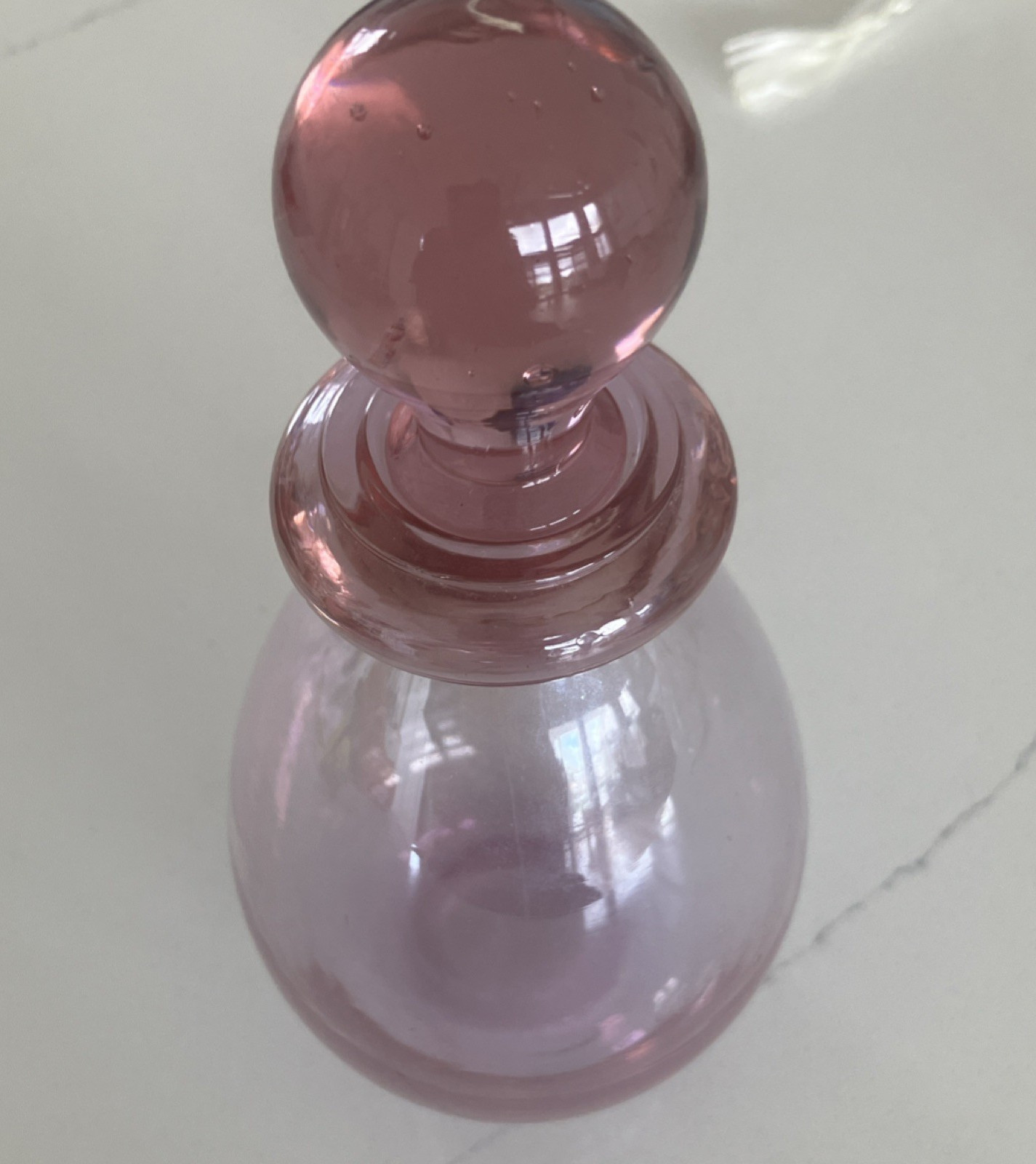 Pink Glass Decorative Bottle with Stopper Glossy Finish Appr