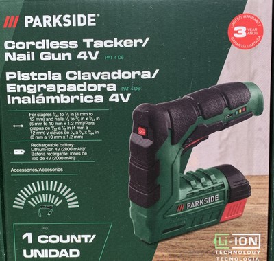 Parkside PAT 4 D6 4V Cordless Nail Gun/Stapler Rechargeable Li-Ion Brand New