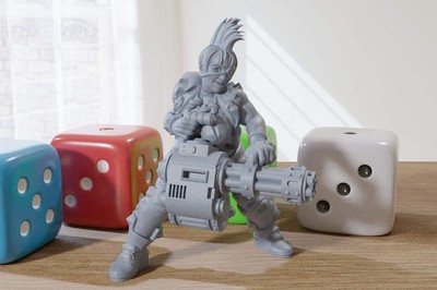 Big Berta Machine Gun - 3D Printed Proxy Minifigures for Sci-fi and Cyberpunk Th
