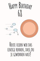 Notizbuch Happy Birthday 68 - Rennen Gewonnen, GrußKarte, Geschenkidee
