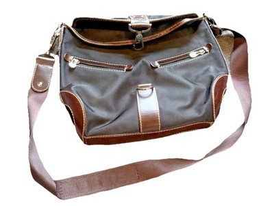 Lancel Messenger Bag Nylon And Leather 