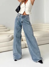 New LIONESS Eivissa Baggy Jeans - Faded Denim - LB88-570-1 Size US4 / AU8 Small