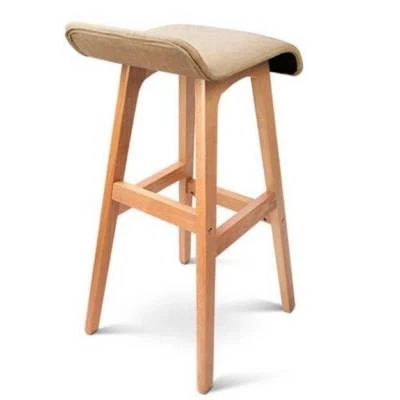2 X Bar Stool Kitchen In Beech Wood Fabric 81cm Beige Stools 2 X Bar Stool Kitchen In Beech Wood Fabric 81cm Beige