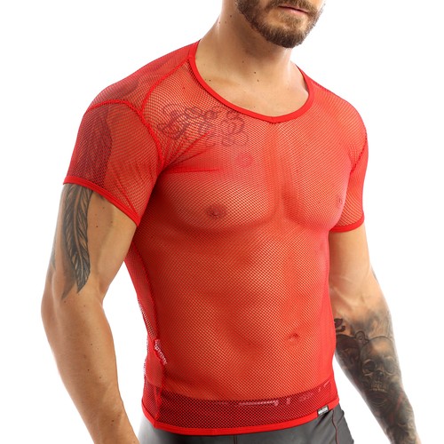 Men's Hollow Out Fishnet Blouse Shirts Crop Tops Casual Sport Muscle T-Shirt Gym - Picture 33 of 53