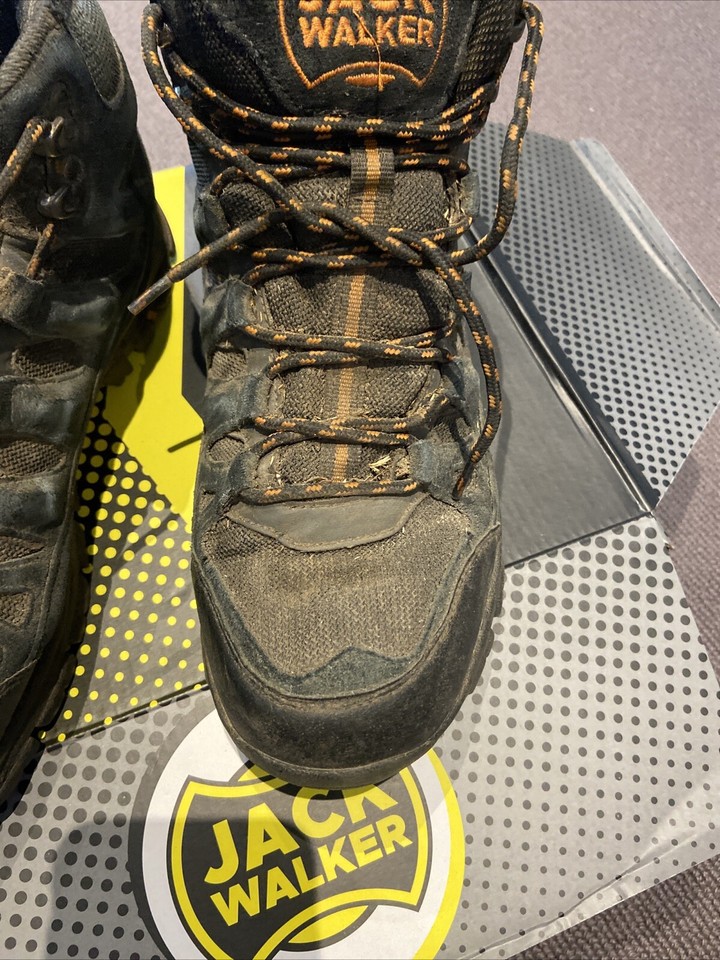 Jack Walker Walking Outdoor Hiking Boots Black Orange Mens UK 10 Boxed