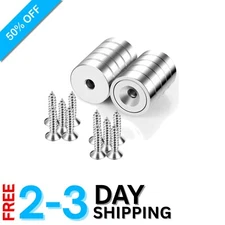 Super Strong Neodymium Disc Magnets - 40lbs Pull Force, 10 Pack with Mounting...