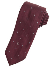 VTG Christian Dior Mens Neck Tie Red Burduny Diamond Pattern Italian Made in USA