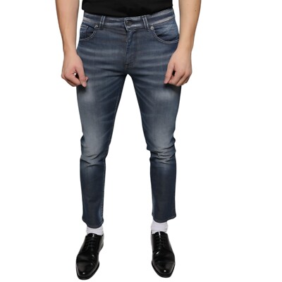 DOLCE & GABBANA Jeans Dark Blue Washed Cotton Skinny Denim IT44