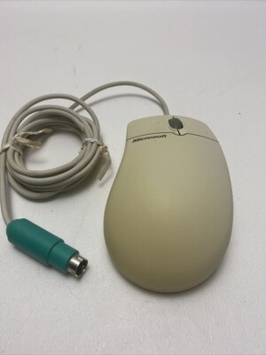 Vintage Microsoft Intellimouse 1.1A X03-65047 PS/2 Wheel Mouse