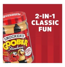 Smucker's Goober Peanut Butter and Strawberry Jelly Stripes, 18 Ounce Glass Jar