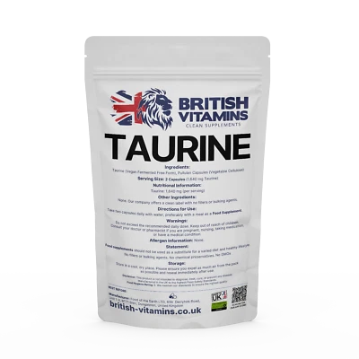 BRITISH VITAMINS Taurine Free Form Capsules - High Quality Amino Acid Supplement