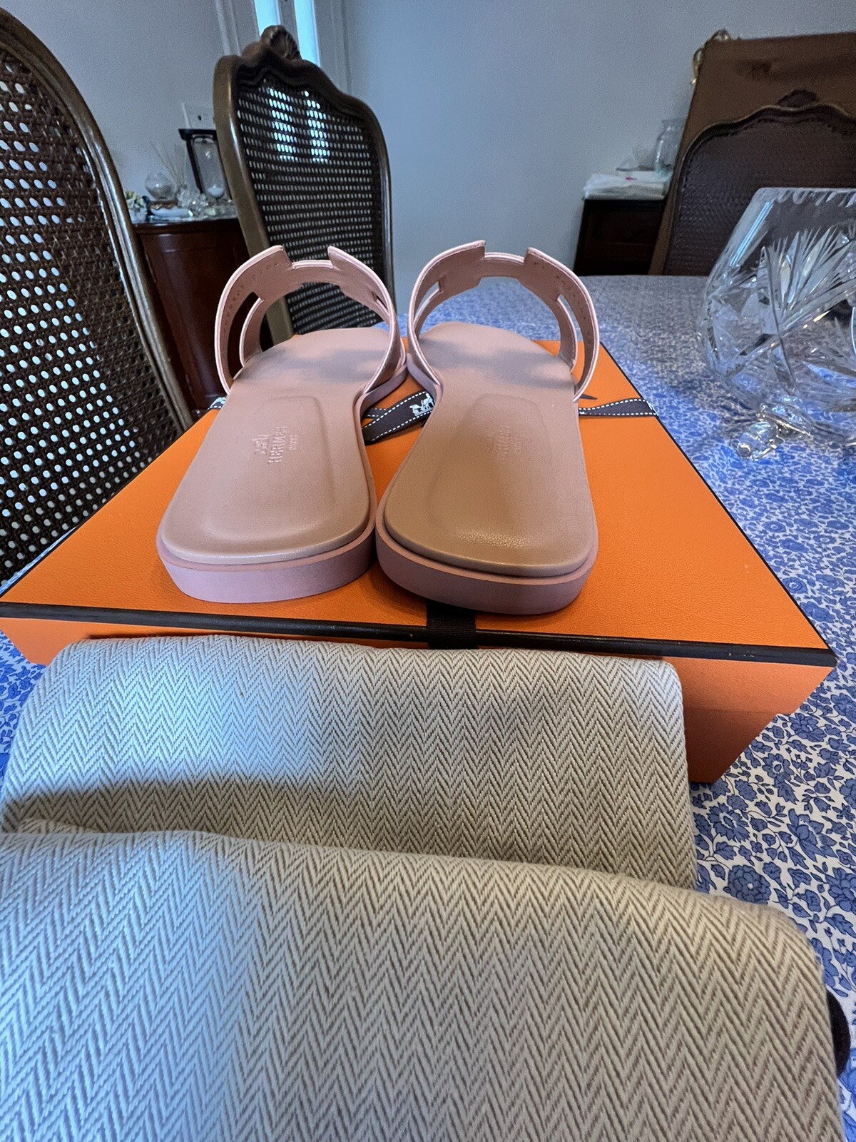 Hermes Oran Leather Sandals Granit Rose Rare Size 42 NIB image 9