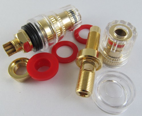 10 pz diffusore amplificatore tubolare placcato oro alta qualità 4 mm jack banana rilegatura - Foto 2 di 4