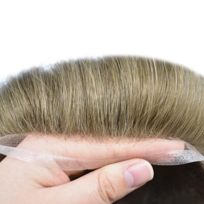 Full Swiss Lace  Mens Toupee Bleached Knots HairSystem  Human HairToupee for Men