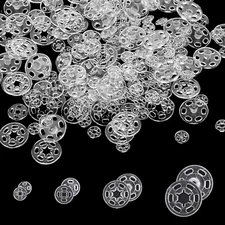 120 Sets of Plastic Sew-On Snap Buttons, Clear Snaps for Sewing, Fasteners Butto