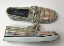 Sperry Top-Sider Boat Shoes Womens 7M Multicolor Plaid Lace Up Moc Toe Low Top