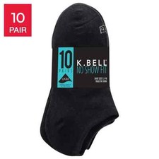 10Pair K Bell Ladies' No Show Sock, Super Soft No Slip Heel
