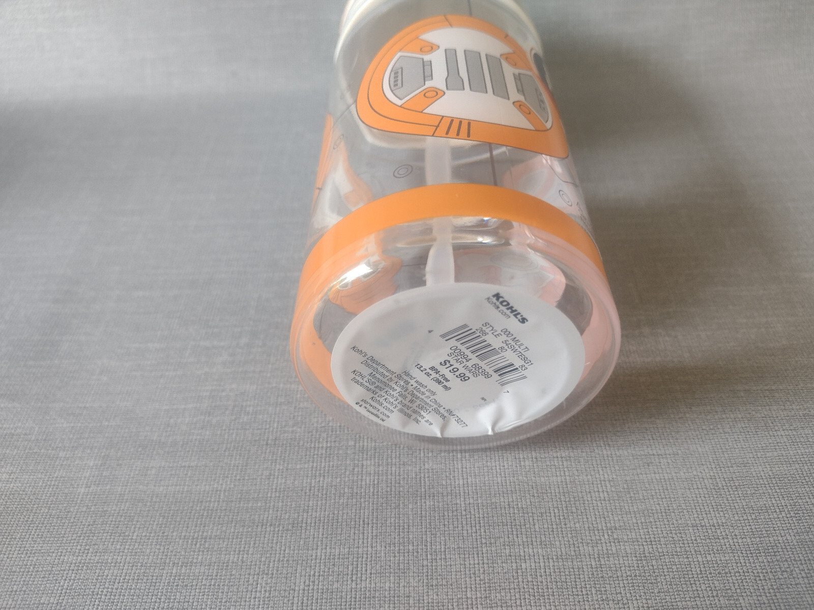 Star Wars R2D2 Water Bottle for Kids with Straw Kohl's/Disney  13.2 oz NOS