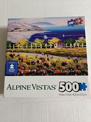 Alpine Vistas Seacoast Blossoming 500 Piece Puzzle 19x13 Inches New Sealed