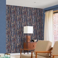 Vliestapete Rasch Aquarell GräSer Floral Dunkelblau Orange 330236 (3,74€/1Qm)