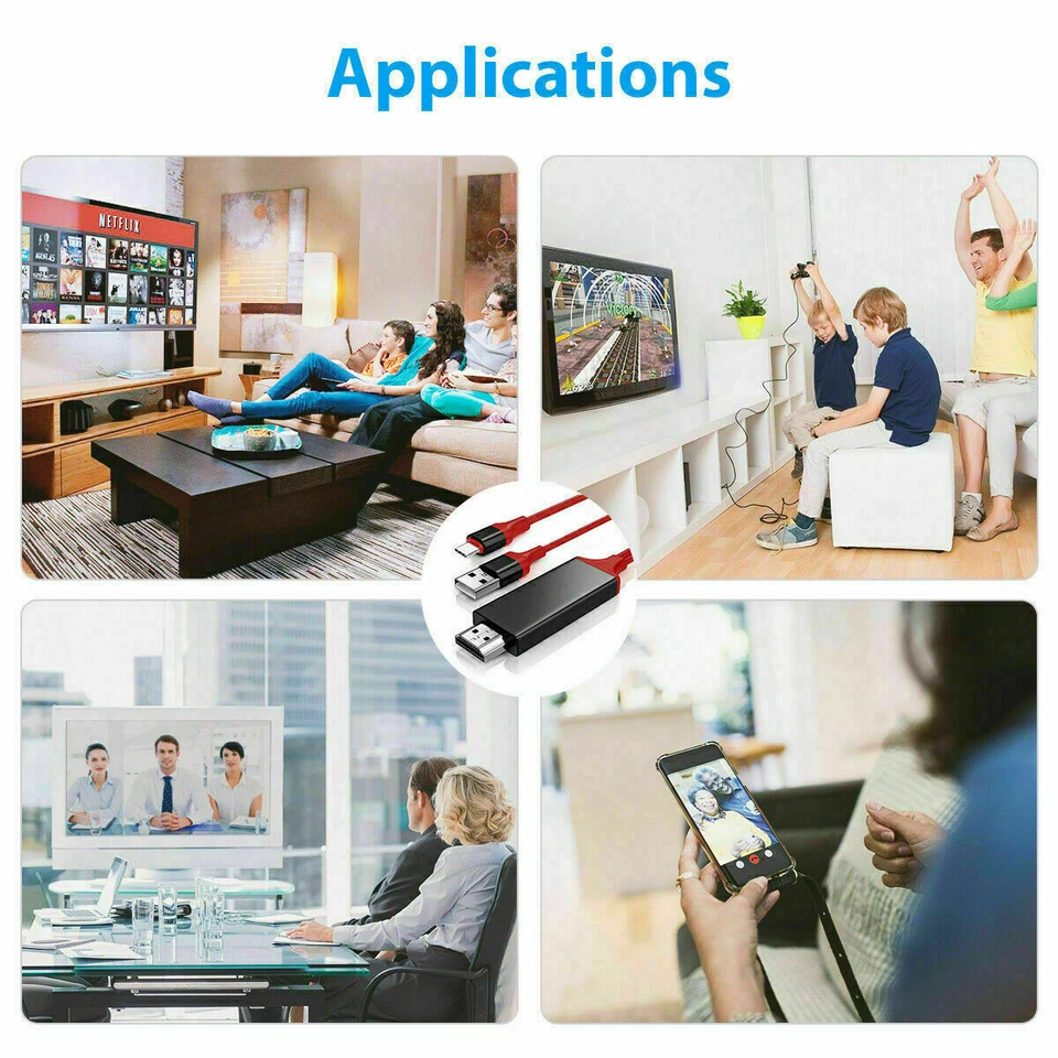 Adaptador de cable MHL USB-C tipo C a HDMI USB A HD TV para teléfonos Android tableta NEGRO Foto 4 de 4