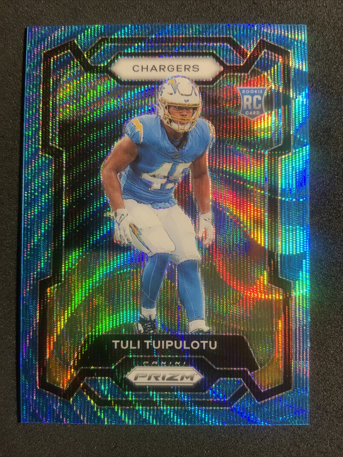 2023 Prizm Tuli Tuipulotu Blue Wave RC 44/199 Chargers Rookie Color Match #354