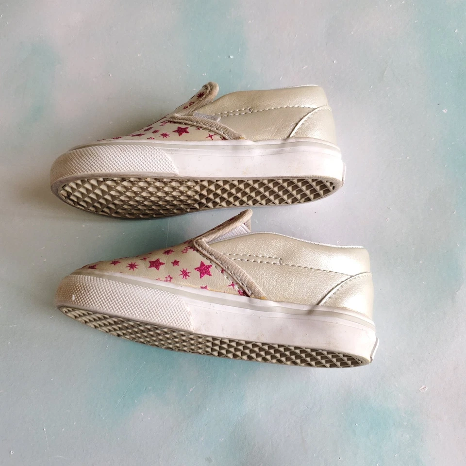 Vans Shoes Size 5.5 Logo Baby Girl Toddler Silver Moon Stars Glittery Slip On - Image 4 of 4