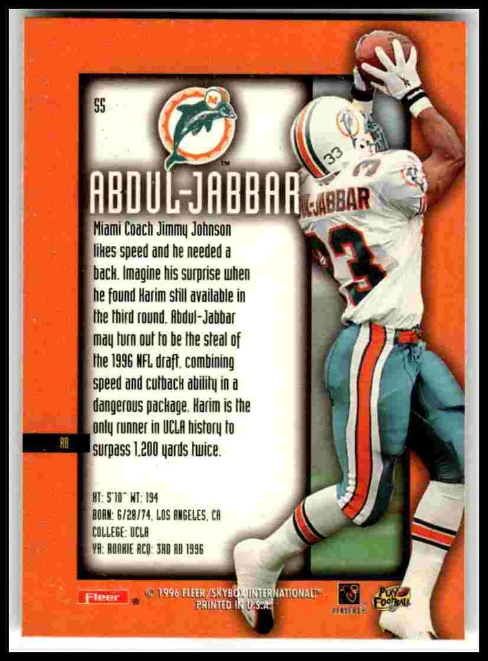 1996 Ultra Sensations #55 Karim Abdul-Jabbar - Image 2 of 2