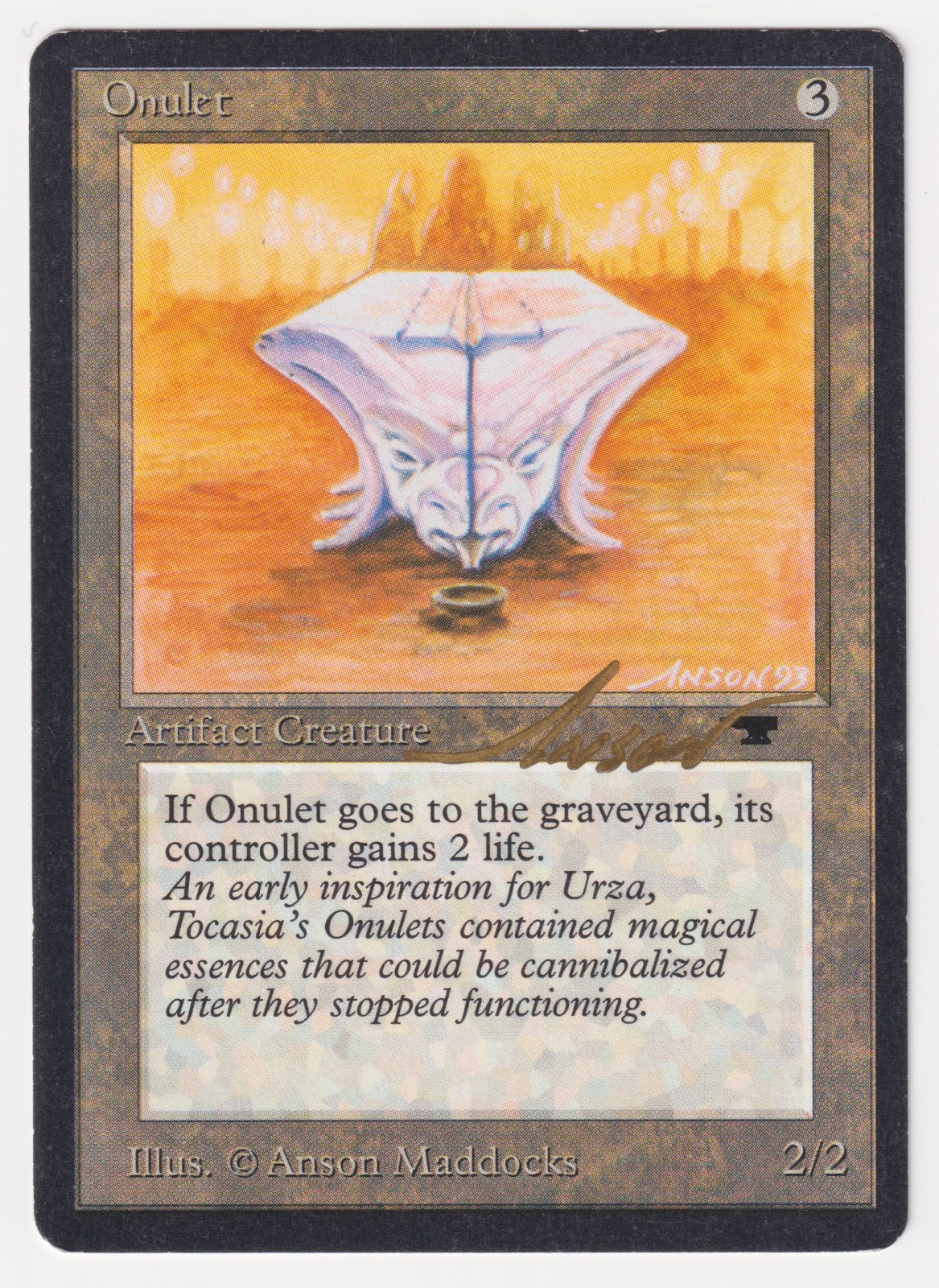Gold Signed Onulet HP Antiquities Artist Anson Maddocks 1994 MTG Magic Vintage!