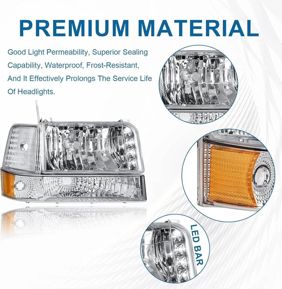 Faro LED para Ford F150 F250 F350 Bronco 1992 1993 1994 1995 1996 ámbar refl Foto 2 de 4